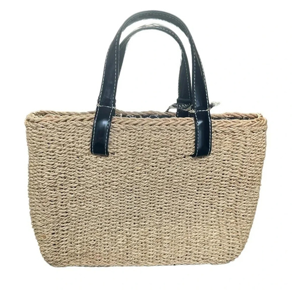 Vintage Ralph Lauren Polo Jean tan wicker bag with‎ blue bandana inside - Picture 2 of 8